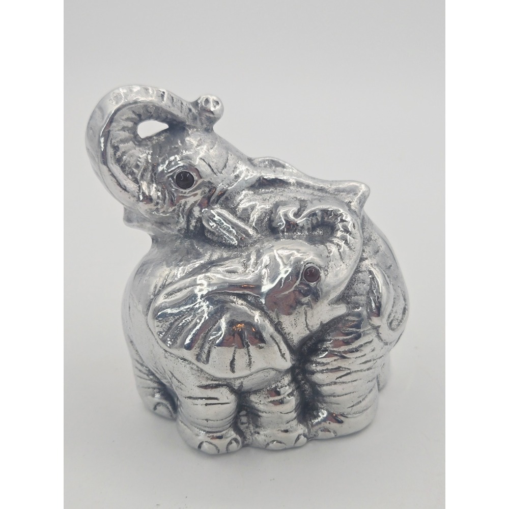 Arthur Court 1993 Vintage Aluminum Mother and Baby Elephant Figurine Paperweight